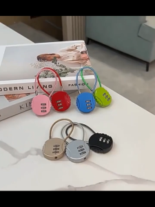 1PC Multi-purpose Round Wire Rope Padlock High Quality Zinc Alloy Waterproof Combination Padlock Colourful Triple Anti-theft Hardened Padlock