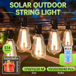 Solar String Lights Outdoor G40 Patio Lights with LED Shatterproof BulbsWeatherproof Hanging Lights for Backyard Bistro