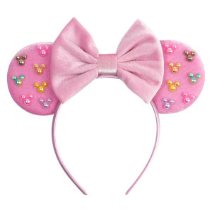 Mickey Mouse Headband Colors Soft Cotton Bow Hairbands Girls Disney White Pearls Kids Minnie Hair Accessories for Women Festival