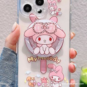 Adorable Cartoon Magsafe Phone Stand with Airbag Shock Absorption Foldable Retractable Rotatable Air Cushion Support for Girls