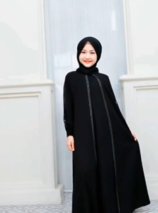 FIRDHA ABAYA  HITAM Gamis Virall Best Seller Warna Burgundy (anak usia 4-13 thn) Crinckle Airflow Mix Swarowsky  Syabiankids Dress