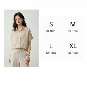 YAKEJIA | Prussian Blue Linen Summer Short Sleeve Shirt for Women