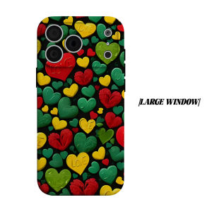 Color Hearts Phone Case for iPhone 18 17 16 15 14 13 12 11 Air Pro Max Plus Double-layer Cover