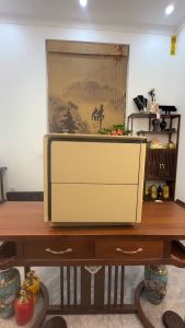 Táp đầu giường bo viền góc cạnh tủ đầu giường gỗ nguyên khối bọc da pu cao cấp sang trọng B10113