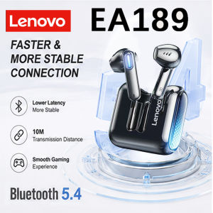 Lenovo | New Lenovo EA189 Bluetooth V5.4 Earphones Punchy Bass Sound Headset Full Compatible Low Latency Game Sports Music Headphones