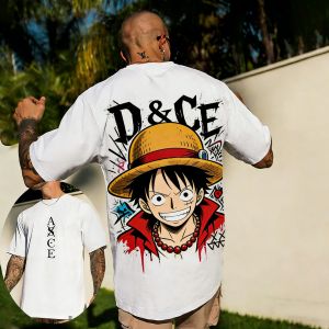 Bandai | "One Piece" Japanese Anime Mens Printed T-shirts Millennium Summer Leisure with Short Sleeves Leisure Boy Childrens T-shirt