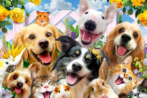 Jigsaw Puzzle 500/1000/1200/2000PCS Happy Pets Cute Animal Art Brain Teaser Puzzle Calming Hobby Gift