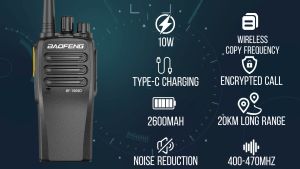 Baofeng BF-1909D Portable Wakie Talkie GMSK Digital 10W High Power UHF 20KM Long Range Call Noise Reduction HD Two Way Radio Type-C Charging 2600mAh Battery