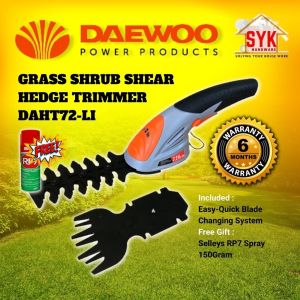 SYK DAEWOO Cordless Hedge Trimmer DAHT72-LI 2 in 1 Gardening Tools Rechargeable Grass Trimmer Grass Cutter+Free Gift