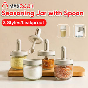 Maxcook 3pcs Condiments Bottle Set: Airtight Salt Pepper Container & Kitchen Seasoning Jars