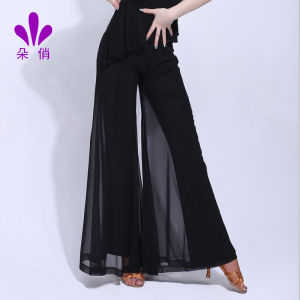 Duqiao Latin Dance Clothes Modern Pants Womens Adult New Exercise Clothing Dancing Dress National Standard Dance Ballroom Dance Long Pants