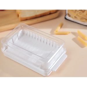 Transparent Cheese Cutting Tray Container With Lid Butter Cutter Box Butter Cutting Storage Box