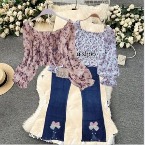baju setelan jeans anak perempuan korea import usia 5 6 7 8 9 10 tahun