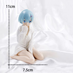 Bandai | 11cm Anime Re:Life In A Different World From Zero Figure Ram And Rem Pajamas Instant Noodles Press Sitting Position Anime Model