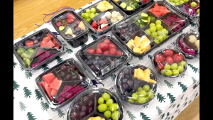 [SG Stock] Disposable Fruit Box Square Transparent Platter Separated Four Grids with Lid Disposable Compartment Food Storage
