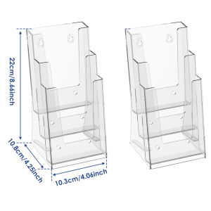 2Pcs Acrylic Brochure Holder 3/5 Tier Clear Literature Rack Flyer Holder Pamphlet Document Display for Wall Mount or Countertop
