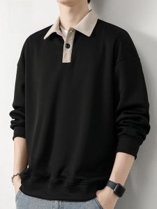 ROMON | Áo thun tay dài thường ngày thời trang mùa thu dành cho nam thương hiệu quốc tế Romon cổ bẻ thường ngày chất liệu polyester