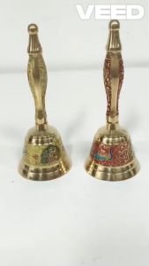 Brass Hand Bell 6 Inch with Peacock Design for Pooja Temple & Home Mandir | Decorative Prayer Ghanti for Daily Worship & Spiritual Rituals(Pack Of 1)