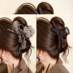NING ZHOU | Decorative Large Hair Clamp Floral Bow Hair Clip for Big Hair