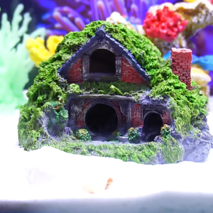 Aquarium Fish Tank Hobbit Decorations Fish Cave Hideout House Castle Hut Ornaments Mini Gardening Decor Accessories