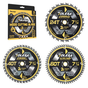 TOLESA 24&40&60 Teeth Circular Saw Blade Wood Cutting Framing Saw Blades 3pcs 7 1/4 Saw Blade with 5/8" Arbor for Cutting Wood