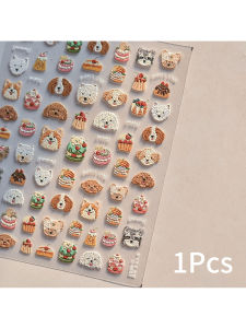 2024 Spring/Summer New Ins Style Cute Dachshund Embossed Nail Art Stickers Girly Plush Dog Nail Stickers Reusable Non-Toxic Eco-Friendly Cartoon Nail Decoration Stickers DIY Daily Date Nail Tools