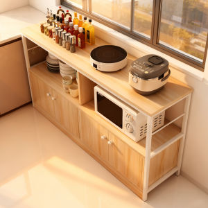 Wall-Mounted Integrated Storage Cabinet Shelf Kitchen Living Room Organizer Small Apartment Tea Water Cabinet Original Wood Style