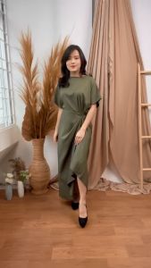Mihar Store: COD -3715 Marcelina Dress Midi Tunik Lengan Pendek Layer Formal Shakila Polos Casual Terbaru Kekinian Pesta Kondangan Korea Style