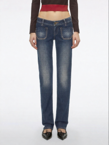 Low Rise Slim Straight Womens Jeans