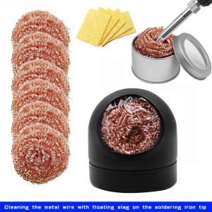 Metal Wire With Stand Set Welding Desoldering Soldering Solder Iron Tip Dross Cleaner Cleaning Steel Ball Mesh Filter Tin Remove