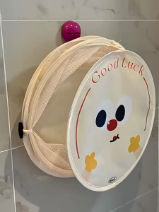 38*36CM Folding Portable Dirty Cloth Basket with Lid Wall-mounted Dirty Clothes Storage Basket Bathroom