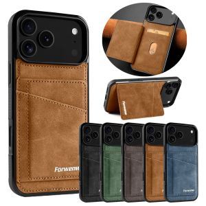 Leather Case For Iphone 17 Air 16 16e Promax 15 Pro 14 Plus 13 Mini 12 11 Iphone17 Kickstand Card SLots Cards Holder Phone Cover