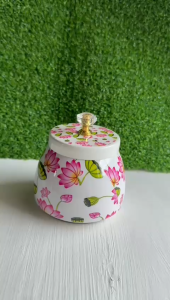 Conical white Metal floral Jar - 4 inches