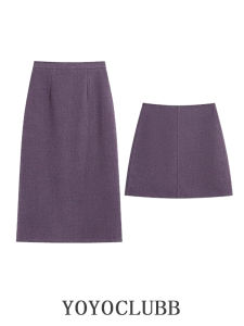 High Waist Purple Asymmetrical Woolen Skirt Womens Fashionable Versatile Mini Skirt Bodycon Style Winter New Arrival