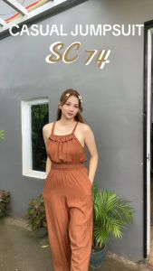 SC74 Sleeveless Linen Jumpsuit with Side Pockets