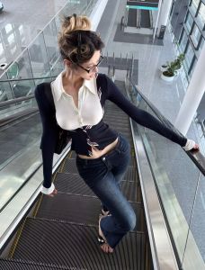 American Retro Low Waist Slimming High Elastic Deep Blue Bell Bottom Jeans Womens Long Pants with Hip Pad Versatile Classic