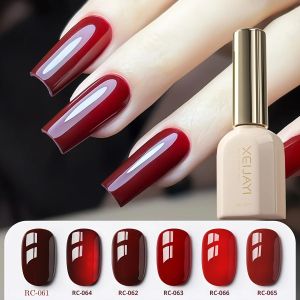 ชุดขวดโรมัน 6 สี --- สีแดงเชอร์รี่ไวน์แดงยอดนิยม ยาทาเล็บเจลยูวีอเนกประสงค์สว่างเป็นพิเศษ แข็งแรงและติดทนนาน