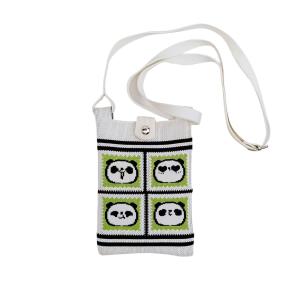 Túi Đeo Chéo Hình Gấu Trúc Dệt Kim Mini Dễ Thương Túi Đựng Điện Thoại Di Động Túi Đựng Tiền Xu Túi Đeo Vai Đơn Túi Xách Thời Trang Thường Ngày