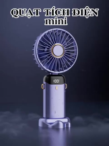Quạt Cầm Tay Mini Cao Cấp – 100 Cấp Độ Gió Màn Hình LCD Hiển Thị Pin Sạc Type-C Siêu Tiện Siêu Mát Siêu Êm 4000mAh