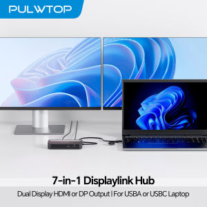 PULWTOP USB C DisplayLink Docking Station with HDMI&DP 2 USB A 2.0 Ethernet for MacBook M1/M2/M3/M4/M5/Windows
