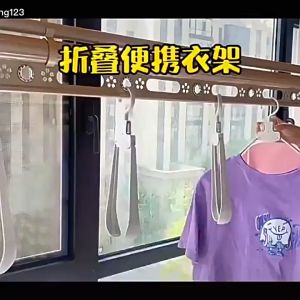 Clothes Hanger Folding Plastic Travel Seamless Expanding Hanging Wide Shoulder Support Penyangkut Pakaian Lipat Gantung