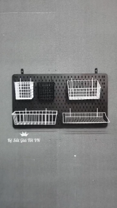 Giỏ cài bảng Pegboard Lỗ Dọc - Rổ sắt nhúng nhựa Decor trang trí đựng mỹ phẩm phụ kiện