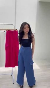 Celana Cullote Wanita Premium: Scuba Cargo Kulot Pants