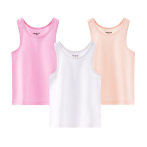 Yingboren Girls Cotton Vest Thin Summer Base Layer Top Children Inner Wear Protective Belly Small Vest Casual Style round Neck