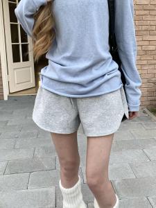 ZHL Studio2025 American Hot Girl Style Pure Color Versatile Sports Casual Pants Loose Wide Leg Shorts for Women