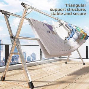 TIANKE | Stainless Steel Foldable Drying Rack for Clothes Blankets Indoor Outdoor Use