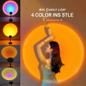 โคมไฟโปรเจคเตอร์ ปรับสีได้ 4สี RGB รุ่นใหม่ ไฟโรเซ่ Sunset Lamp โคมไฟแต่งห้อง ไฟไลฟ์สด พร็อพถ่ายรูป LED โคมไฟสายรุ้ง ไฟพระอาทิตย์ ไฟพระอาทิตย์ตก พระอาทิตย์ตกไฟแต่งห้องเกาหลี ของขวัญรับปริญญา ของขวัญวันเกิด
