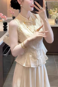 chaqi | New Chinese Style Set Summer Beauty Ultra New Style 2025 Retro Button Shirt Women Stand Collar Sleeve Slimming Top