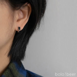 Punk Street Style Black Short Square Hip Hop Trendy Cool Earring for Men and Women