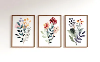 Wildflower wall Art - Wildflower Nursery Wall Art Print - Wildflower Framed Hanging Pictures Sets of 3 room decor poster